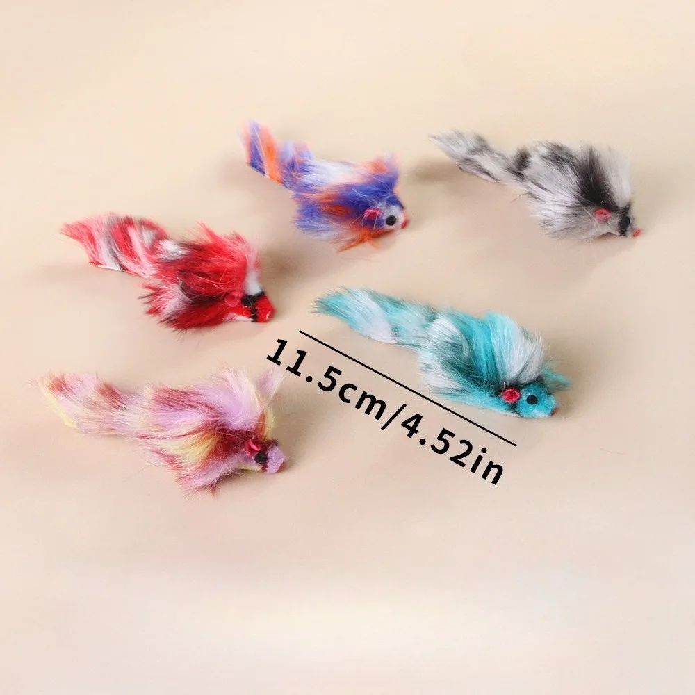 Colorful Plush Mouse Cat Toy Set Interactive Hunting Play Mice For Indoor Cats 4
