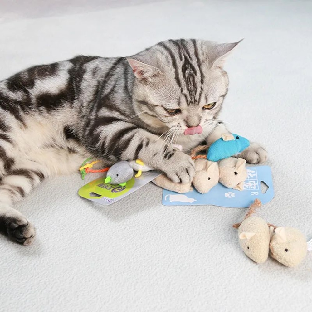 Catnip Plush Mouse Toy Set For Indoor Cats And Kittens 3