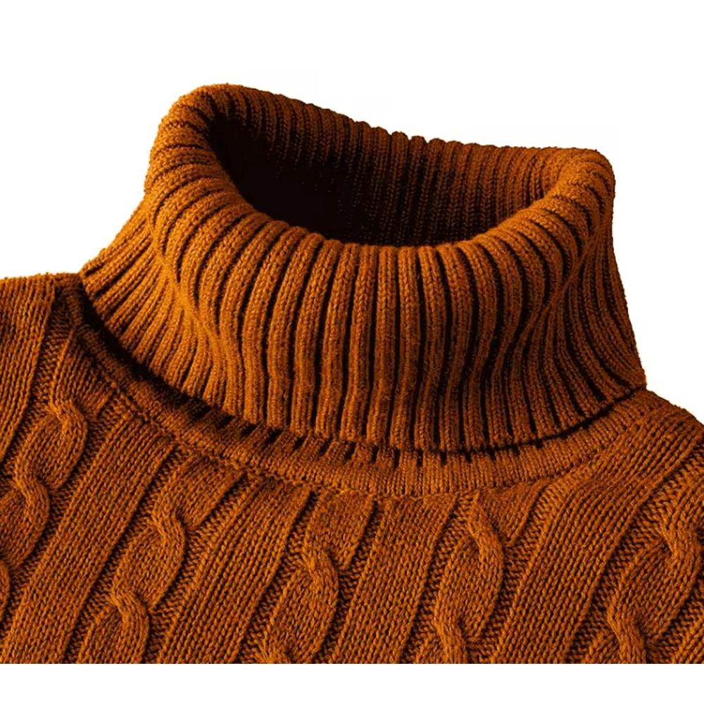 Mens Turtleneck Sweater Casual Knitted Rollneck Warm Jumper 8