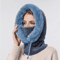 Women Winter Hooded Balaclava Hat With Neck Warmer Knitted Plush Windproof Cap 1