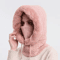 Women Winter Hooded Balaclava Hat With Neck Warmer Knitted Plush Windproof Cap 2