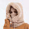 Women Winter Hooded Balaclava Hat With Neck Warmer Knitted Plush Windproof Cap 6