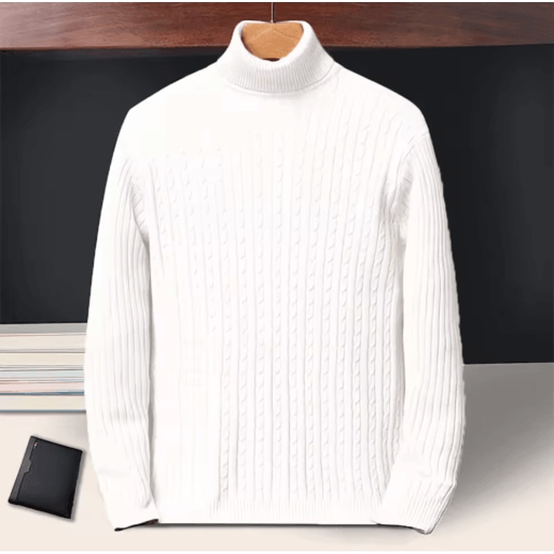 Mens Long Sleeve Knitted Turtleneck Striped Sweater 6