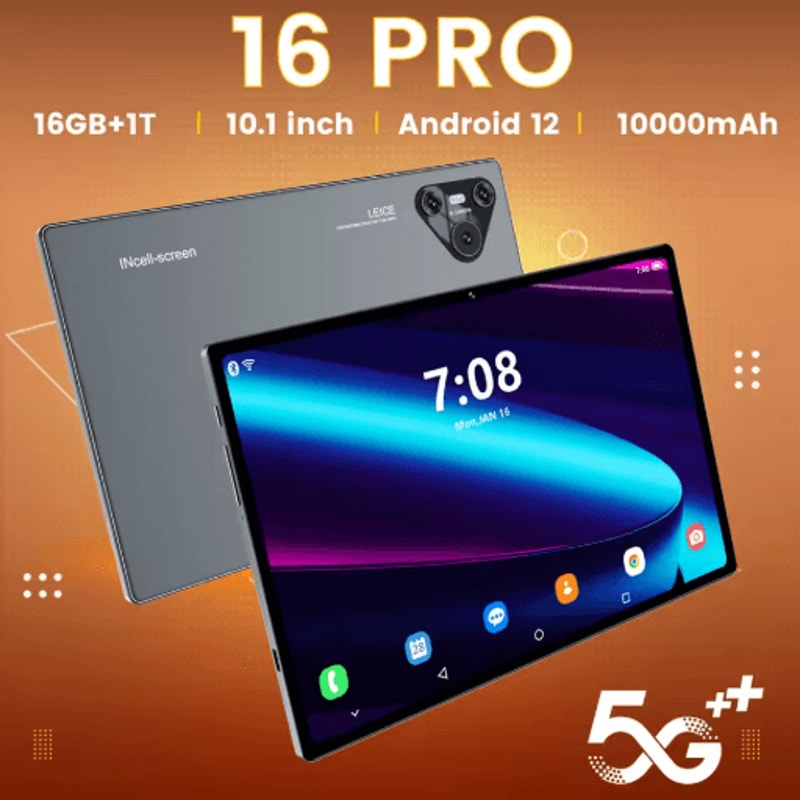 New 2025 16 Pro 10 Inch Android Tablet With Snapdragon 870 16GB RAM And 1TB Storage 12
