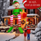 8FT Christmas Inflatable Sitting Elf With Gift Outdoor Inflatable Elf Decoration With Built In LED 1
