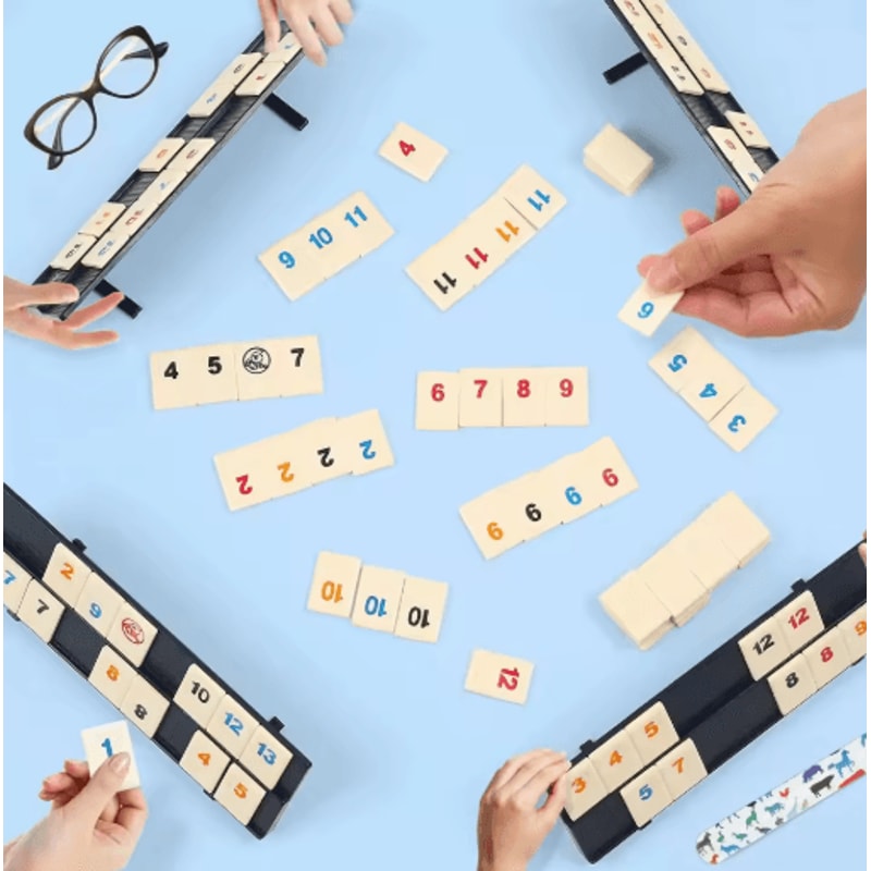 Rummy Cube Game Set With 4 Racks 106 Tile Classic Family Board Game With Portable Travel Case 2
