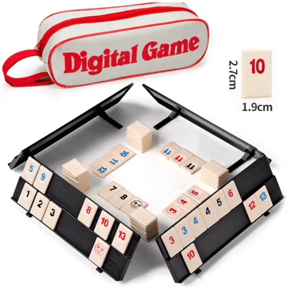 Rummy Cube Game Set With 4 Racks 106 Tile Classic Family Board Game With Portable Travel Case 4