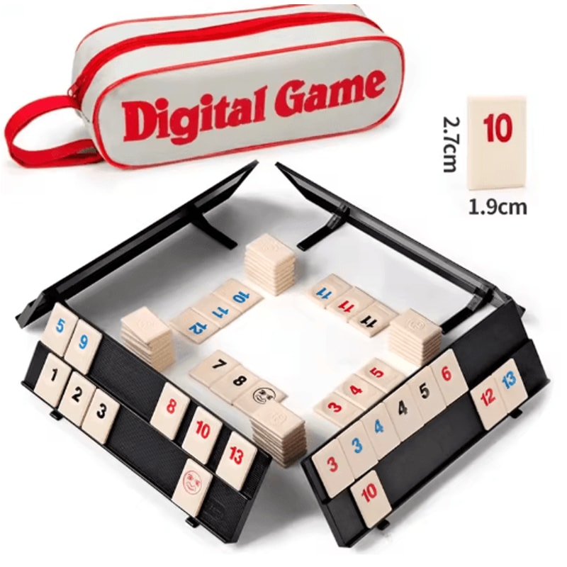 Rummy Cube Game Set With 4 Racks 106 Tile Classic Family Board Game With Portable Travel Case 4
