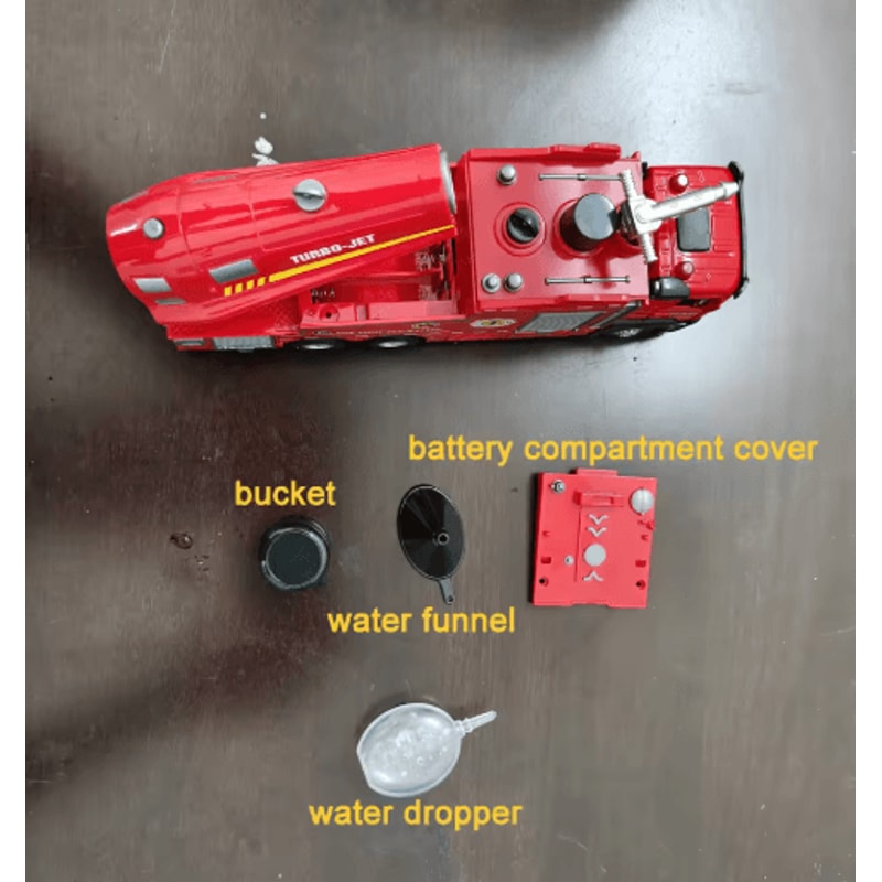 Scale Water Spray Fire Truck Toy With Lights Sound Pull Back Ladder Rescue Vehicle For Kids 4