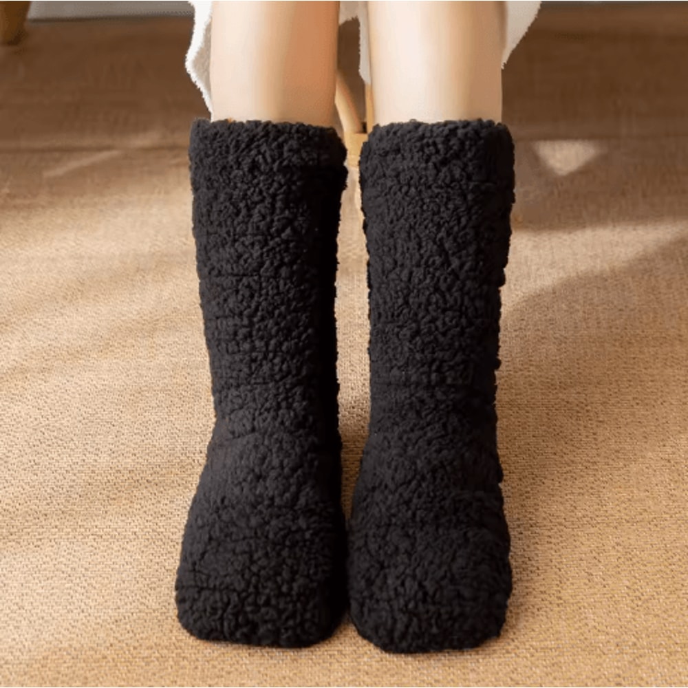 Womens Thickened Thermal Slipper Socks Winter Warm Plus Velvet Anti Slip Home Sleep Socks 5