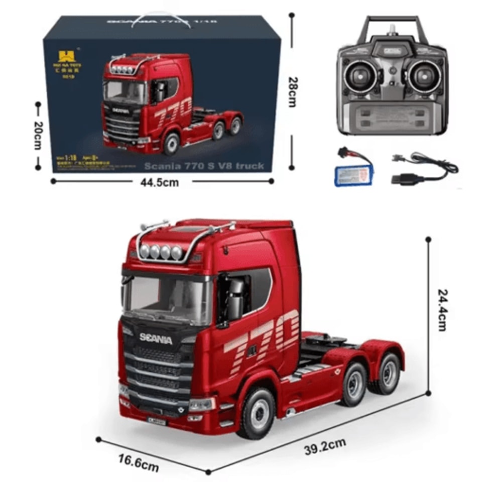 HUINA RC Alloy Tractor Truck 1 18 Scale 19 Channel Engineering Trailer With Lights Sound 0