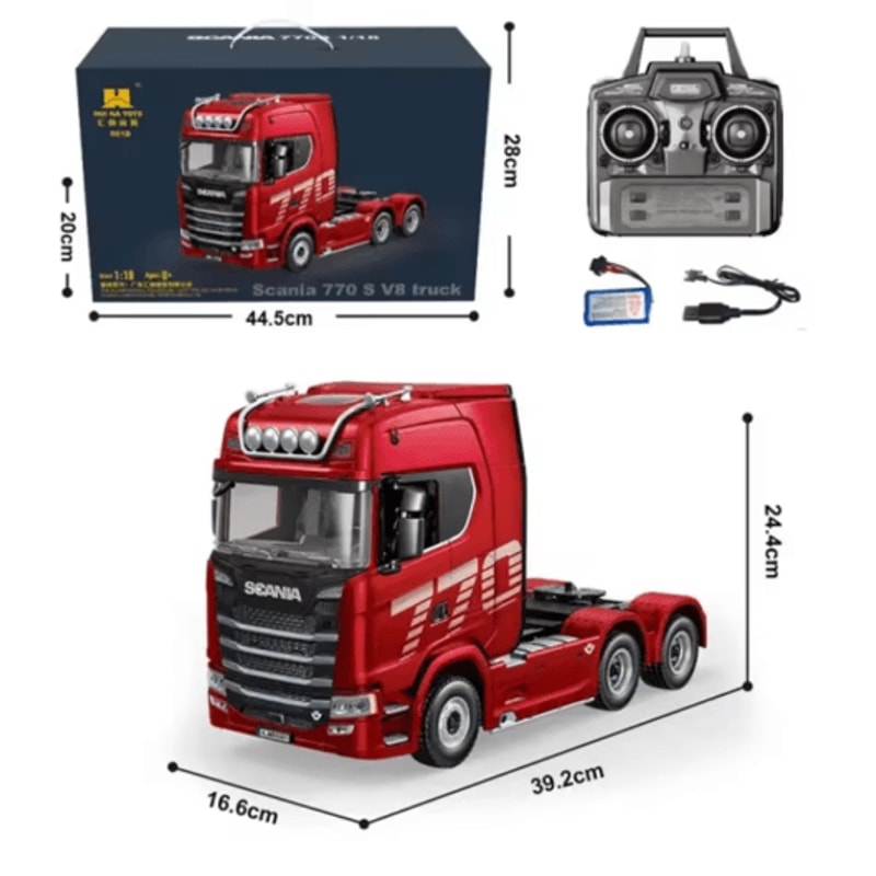 HUINA RC Alloy Tractor Truck 1 18 Scale 19 Channel Engineering Trailer With Lights Sound 0