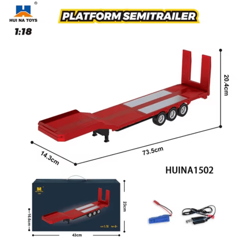 HUINA RC Alloy Tractor Truck 1 18 Scale 19 Channel Engineering Trailer With Lights Sound 4