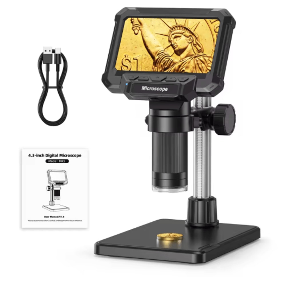 1600X Digital Microscope With 43 Inch IPS Screen Coin PCB Inspection Microscope With LED Lights 2