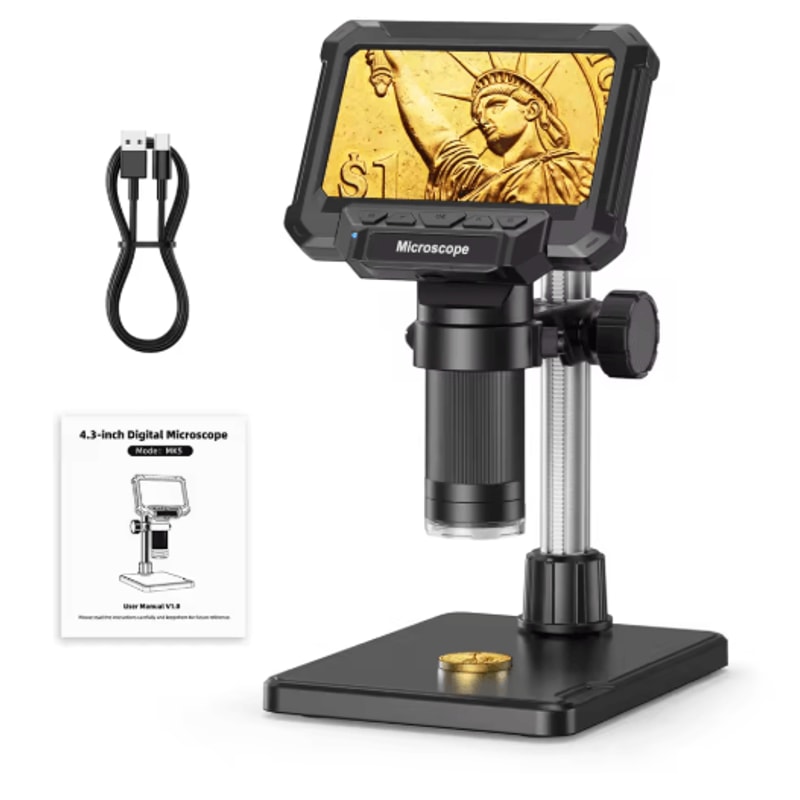 1600X Digital Microscope With 43 Inch IPS Screen Coin PCB Inspection Microscope With LED Lights 2