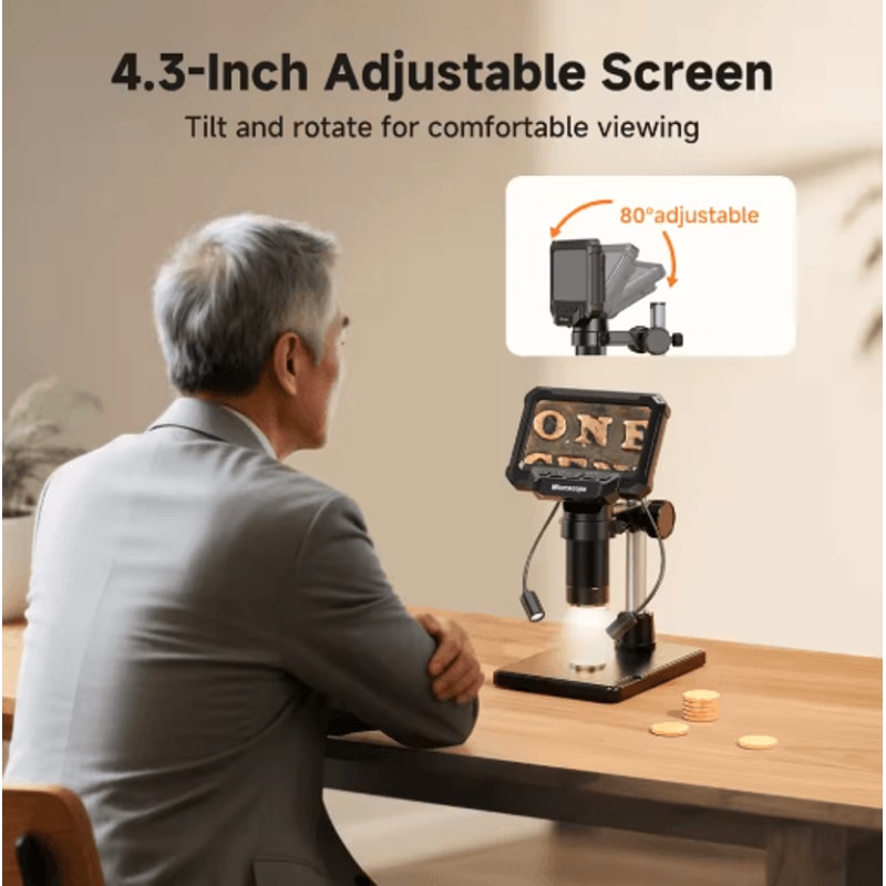 1600X Digital Microscope With 43 Inch IPS Screen Coin PCB Inspection Microscope With LED Lights 5