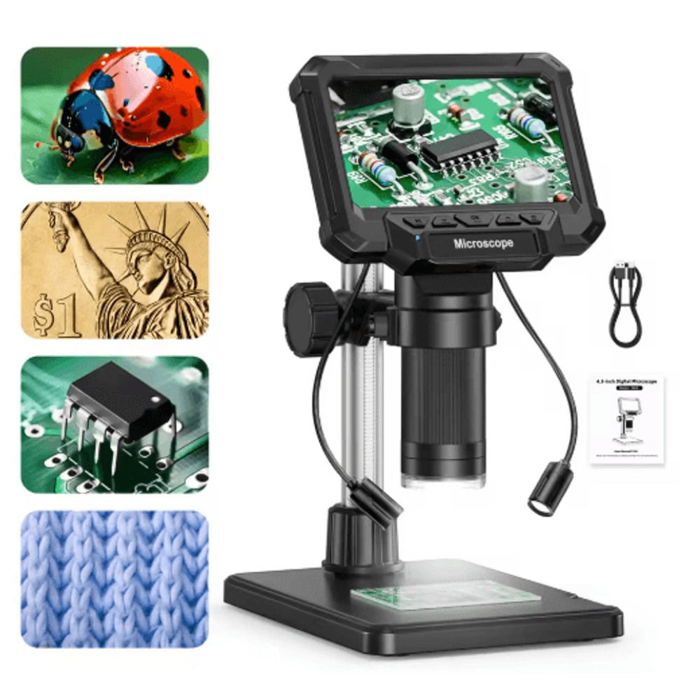 1600X Digital Microscope With 43 Inch IPS Screen Coin PCB Inspection Microscope With LED Lights 7