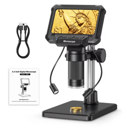1600x digital microscope with 4.3 inch ips screen coin & pcb inspection microscope with led lights