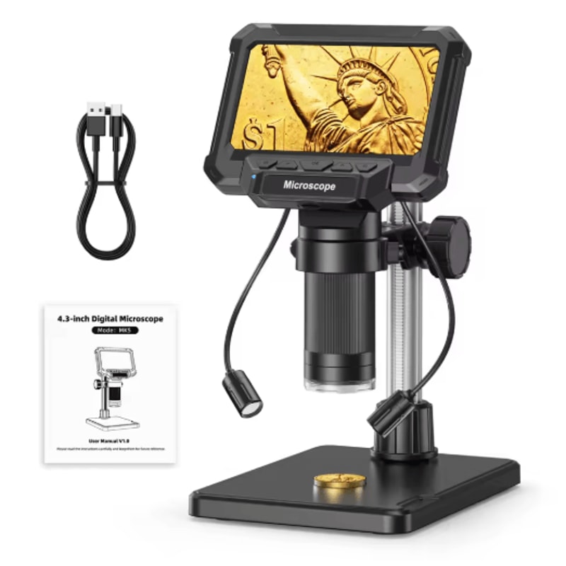1600X Digital Microscope With 43 Inch IPS Screen Coin PCB Inspection Microscope With LED Lights 0