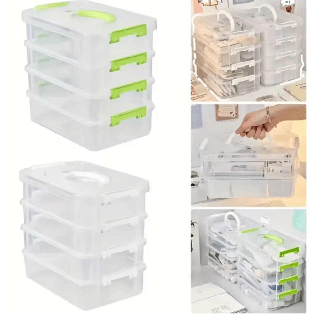 Transparent Stackable Building Blocks Storage Box With Grid Drawers 4