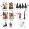 LED Resin Christmas Village Ornament Set Lighted Holiday House With Santa Snow Scene 1