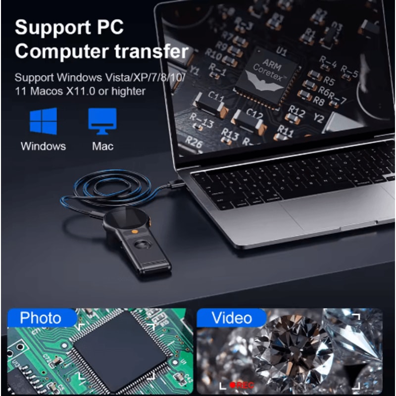 500X Autofocus Digital Microscope With 8 LED Lights 2MP Foldable Video Magnifier 2