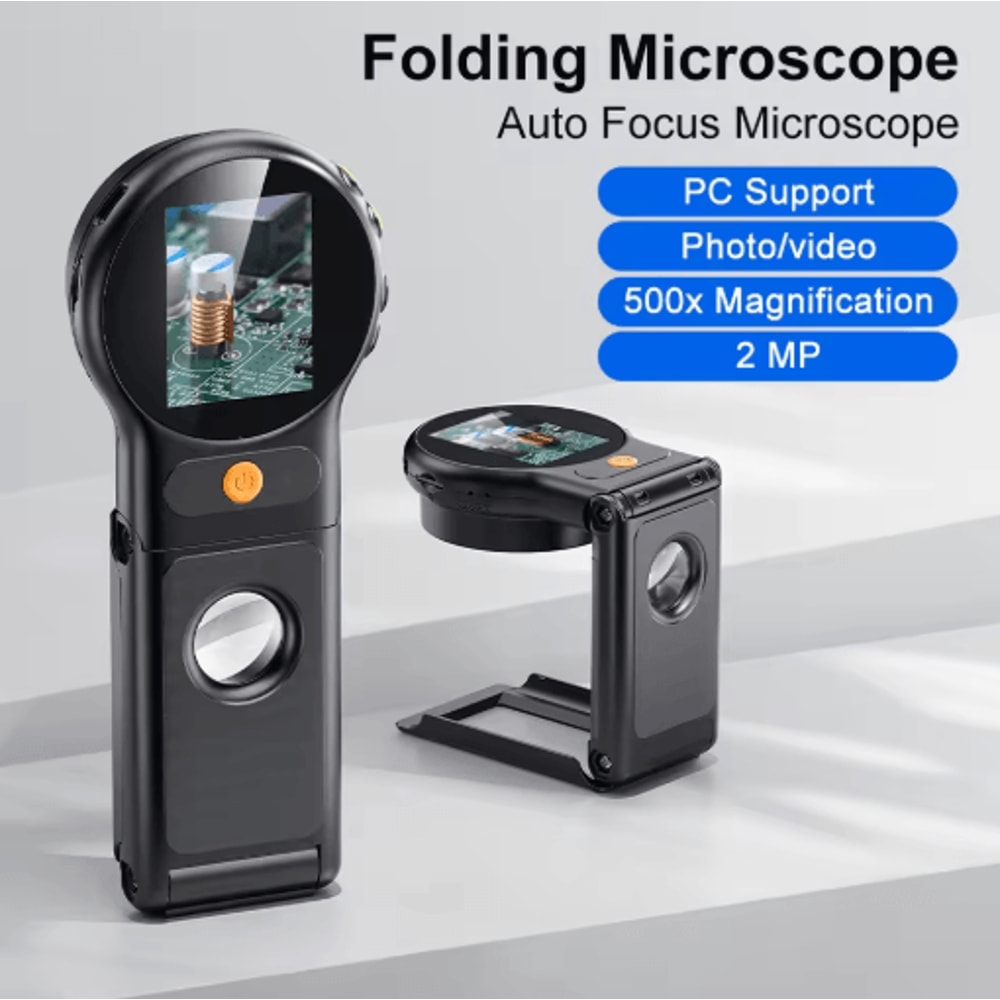 500X Autofocus Digital Microscope With 8 LED Lights 2MP Foldable Video Magnifier 0
