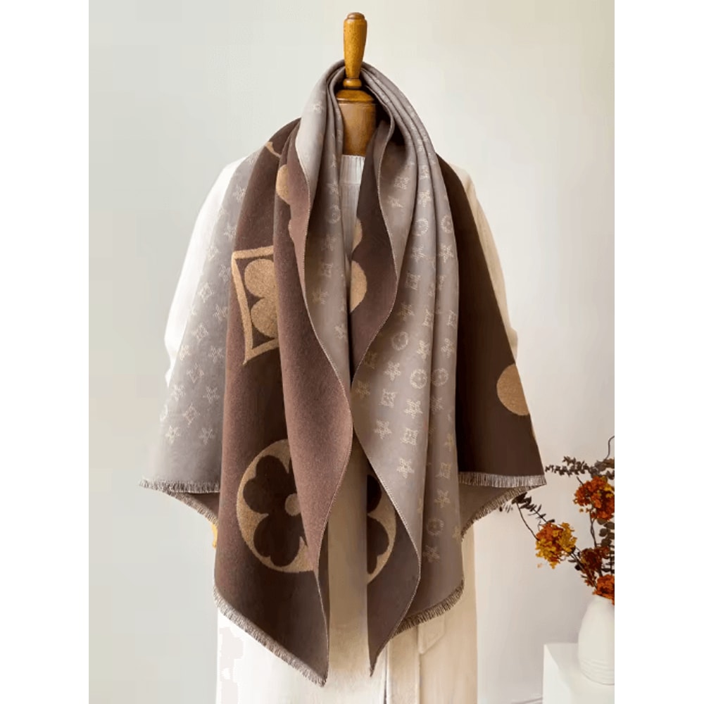 Womens Autumn Winter Faux Cashmere Shawl Warm Jacquard Blanket Scarf 1