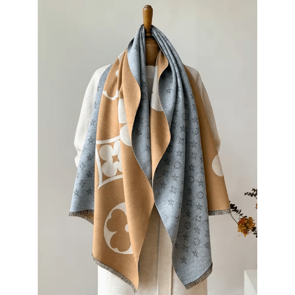 Womens Autumn Winter Faux Cashmere Shawl Warm Jacquard Blanket Scarf 3