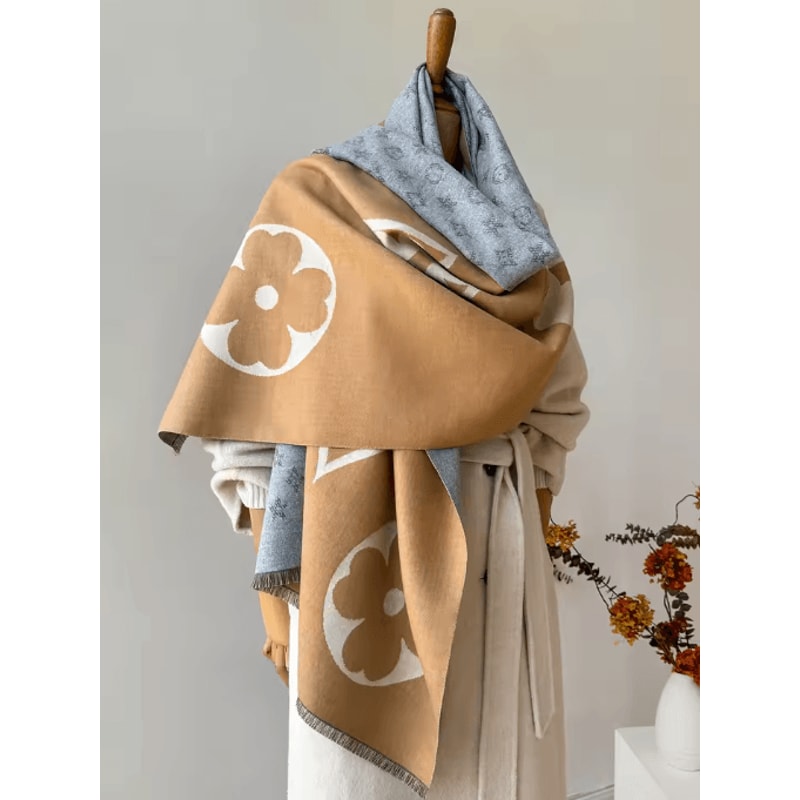 Womens Autumn Winter Faux Cashmere Shawl Warm Jacquard Blanket Scarf 4