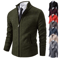 Mens Autumn Winter Casual Sports Cardigan Fleece Lined Stand Collar Zipper Sweater 0