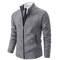 Mens Autumn Winter Casual Sports Cardigan Fleece Lined Stand Collar Zipper Sweater 10