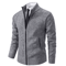Mens Autumn Winter Casual Sports Cardigan Fleece Lined Stand Collar Zipper Sweater 10