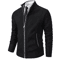 Mens Autumn Winter Casual Sports Cardigan Fleece Lined Stand Collar Zipper Sweater 11