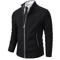 Mens Autumn Winter Casual Sports Cardigan Fleece Lined Stand Collar Zipper Sweater 11