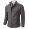 Mens Autumn Winter Casual Sports Cardigan Fleece Lined Stand Collar Zipper Sweater 15