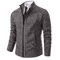 Mens Autumn Winter Casual Sports Cardigan Fleece Lined Stand Collar Zipper Sweater 15