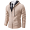 Mens Autumn Winter Casual Sports Cardigan Fleece Lined Stand Collar Zipper Sweater 1