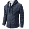 Mens Autumn Winter Casual Sports Cardigan Fleece Lined Stand Collar Zipper Sweater 3