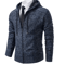 Mens Autumn Winter Casual Sports Cardigan Fleece Lined Stand Collar Zipper Sweater 3