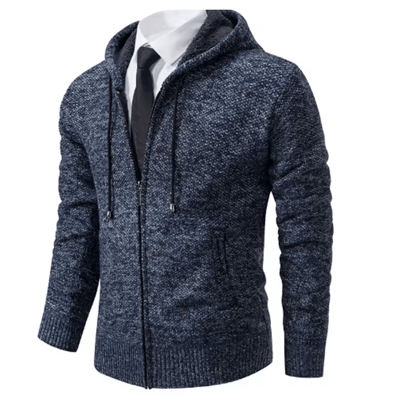 Mens Autumn Winter Casual Sports Cardigan Fleece Lined Stand Collar Zipper Sweater 3