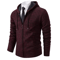 Mens Autumn Winter Casual Sports Cardigan Fleece Lined Stand Collar Zipper Sweater 4