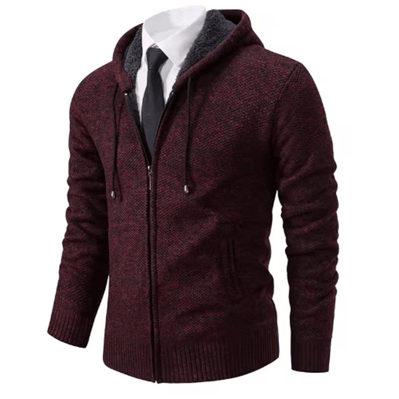 Mens Autumn Winter Casual Sports Cardigan Fleece Lined Stand Collar Zipper Sweater 4