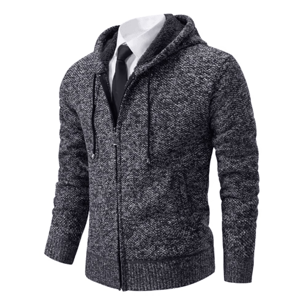 Mens Autumn Winter Casual Sports Cardigan Fleece Lined Stand Collar Zipper Sweater 5