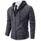 Mens Autumn Winter Casual Sports Cardigan Fleece Lined Stand Collar Zipper Sweater 5