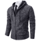 Mens Autumn Winter Casual Sports Cardigan Fleece Lined Stand Collar Zipper Sweater 5