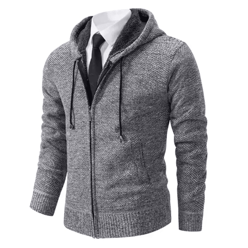 Mens Autumn Winter Casual Sports Cardigan Fleece Lined Stand Collar Zipper Sweater 6