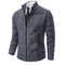Mens Autumn Winter Casual Sports Cardigan Fleece Lined Stand Collar Zipper Sweater 8