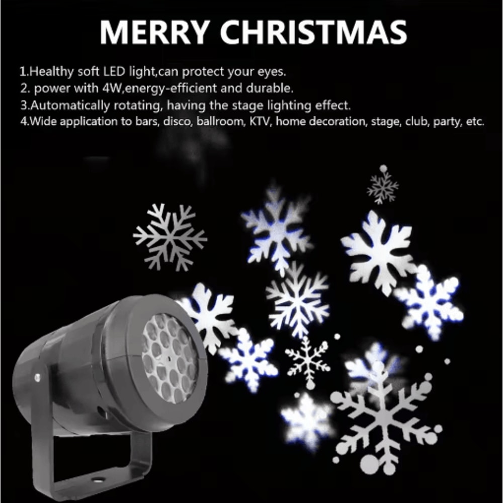 LED USB Snowflake Projector Light Christmas New Year Holiday Projection Lamp 1