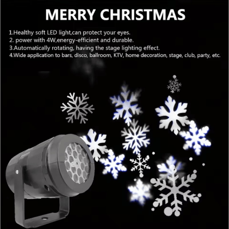 LED USB Snowflake Projector Light Christmas New Year Holiday Projection Lamp 1